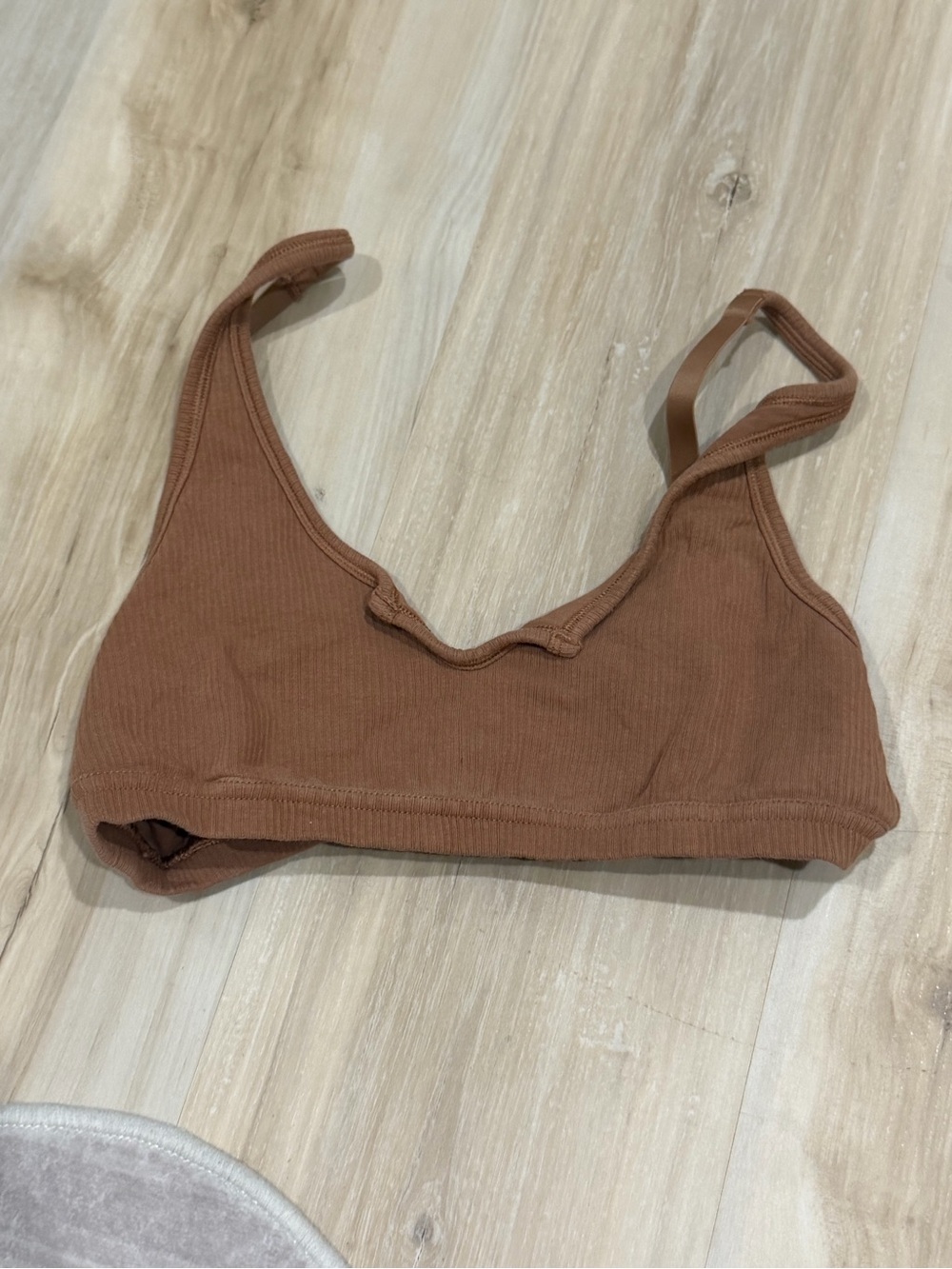 Ribbed Brown Scoop Bralette